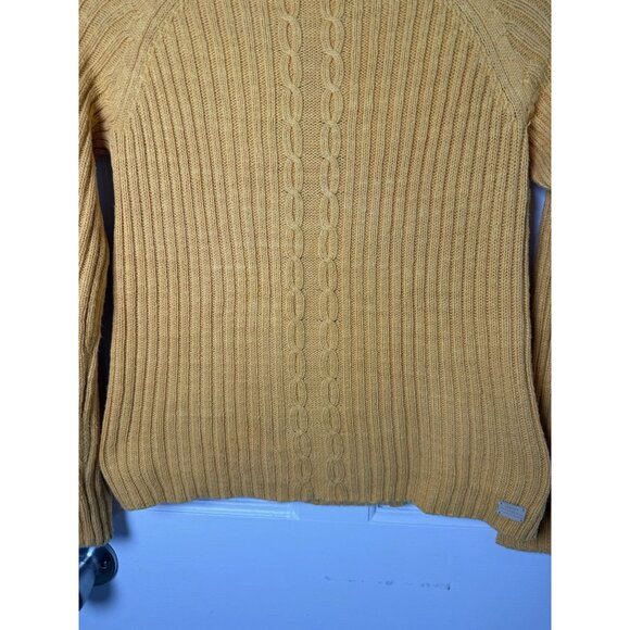 GANT Mustard Yellow Cable Knit High Neck Sweater Size Small 100% Cotton - Picture 4 of 9